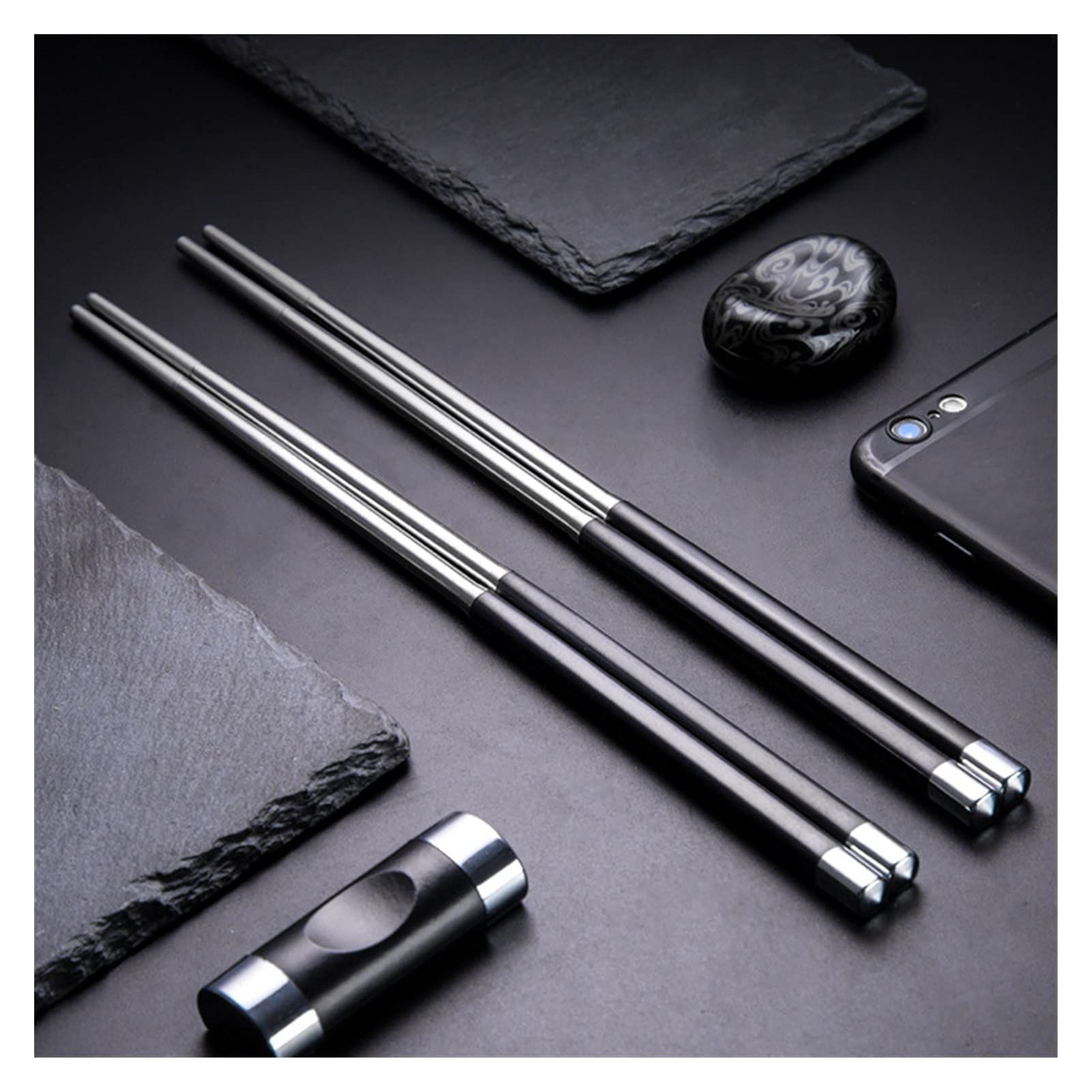 100 paires de baguettes japonaises Set 304 Baguettes de voyage réutilisables en acier inoxydable cadeau