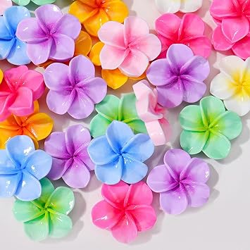 120 Bauhinia Flower Flat Decorations, Petal Bead Resin, 3D mini Hawaiian Flower Ocean Beach Decorations, Used for Jewelry Making, Scrapbook Decoration, and handicrafts.