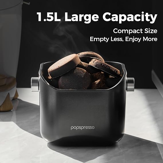 Espresso-Ausschlagbehälter für Kaffeesatz Barista-Werkzeug mit verbesserter Handhabung Kaffeeabschlagbox 15 l Fassungsvermögen Espressoabschlagbox mit geräuscharmem Silikonstab