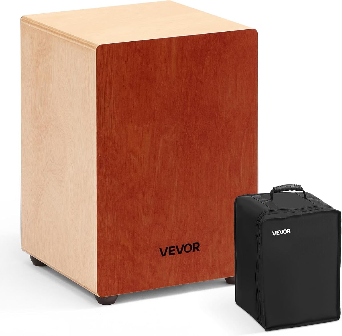 Cajon Box Drum, with Internal Guitar Strings, Lightweight Wooden Percussion Box, Portable Birch Wood Drum Musical Instrument with Travel Bag, for Beginners and Professionals, 12 x 12 x 17 in