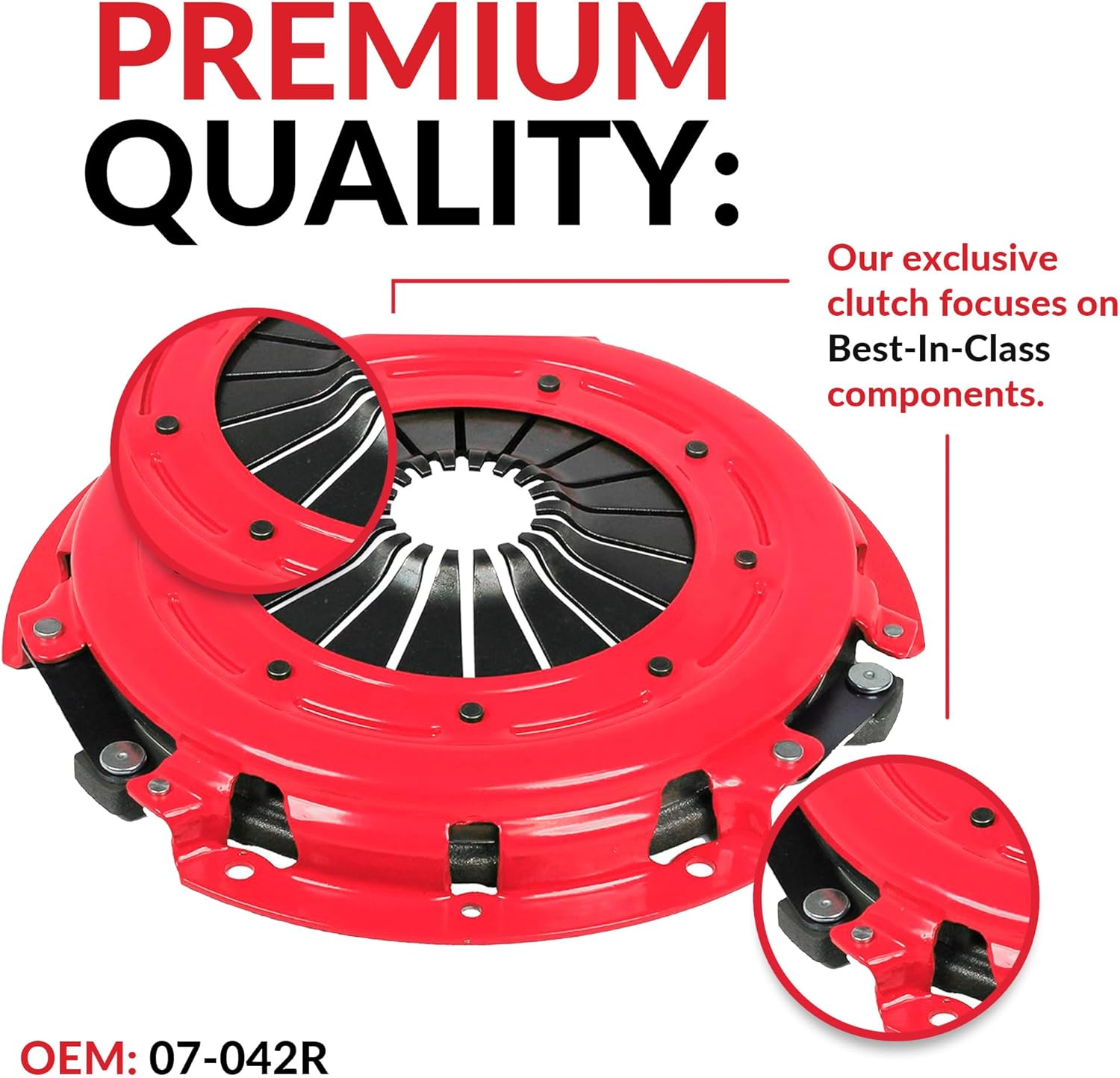 Clutch Kit Racing Clutch Stage 1; (07-042R) | Compatible With Mustang Gt Lx Cobra Svt 1986-2000 4.6L V8 | GAS DOHC 4.6L V8 GAS SOHC 5.0L V8 GAS OHV Organic Sprung Disc
