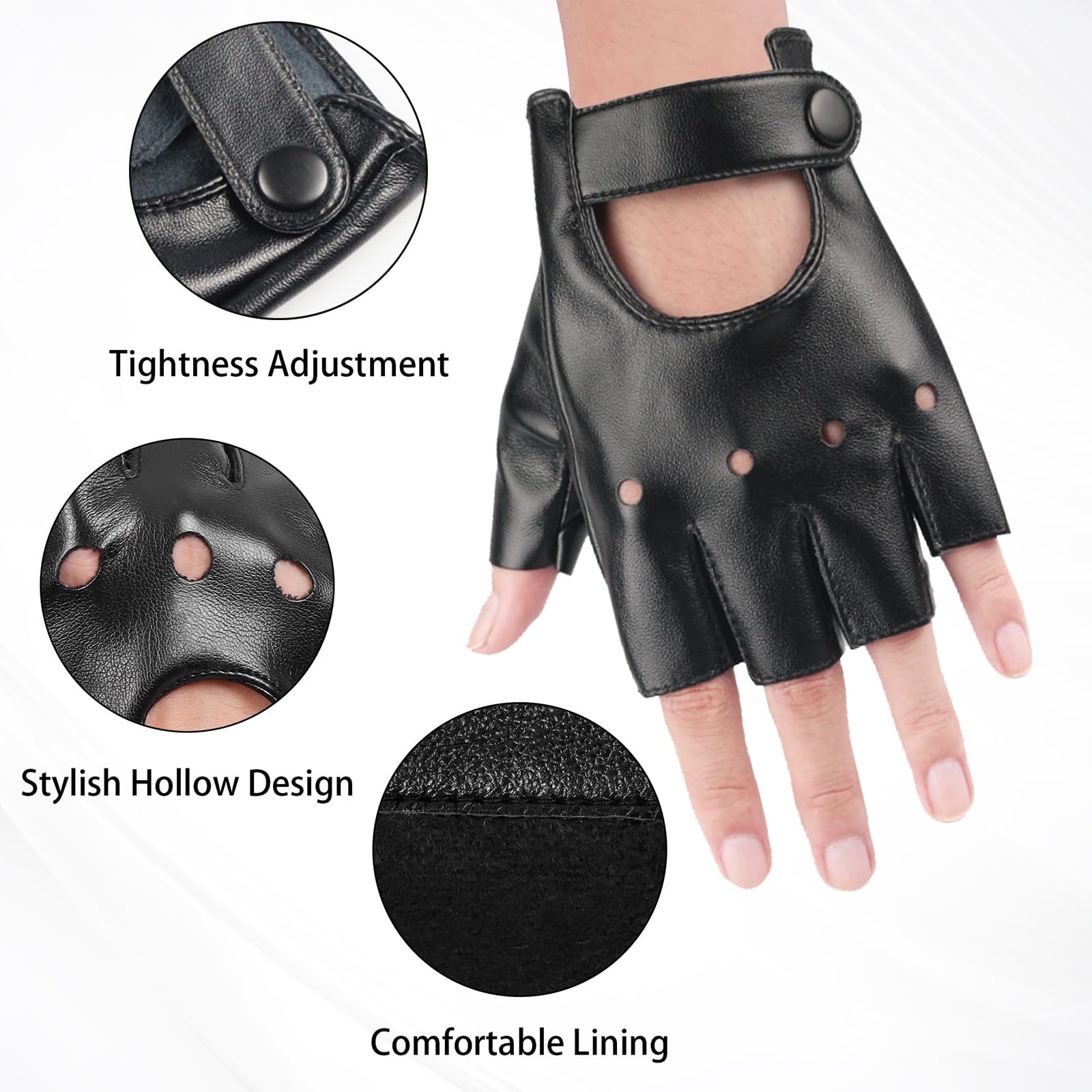 Qaestuan Fingerless Leather Gloves, 13 x 9 cm Fingerless Leather