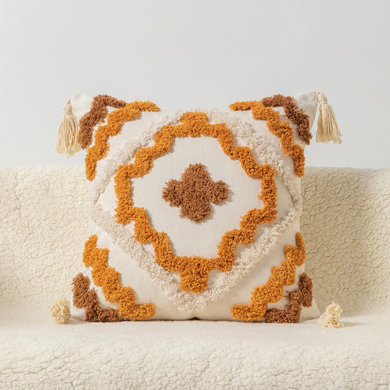 Housse coussin décorative bleu beige pour rafraîchir un canapé usé
