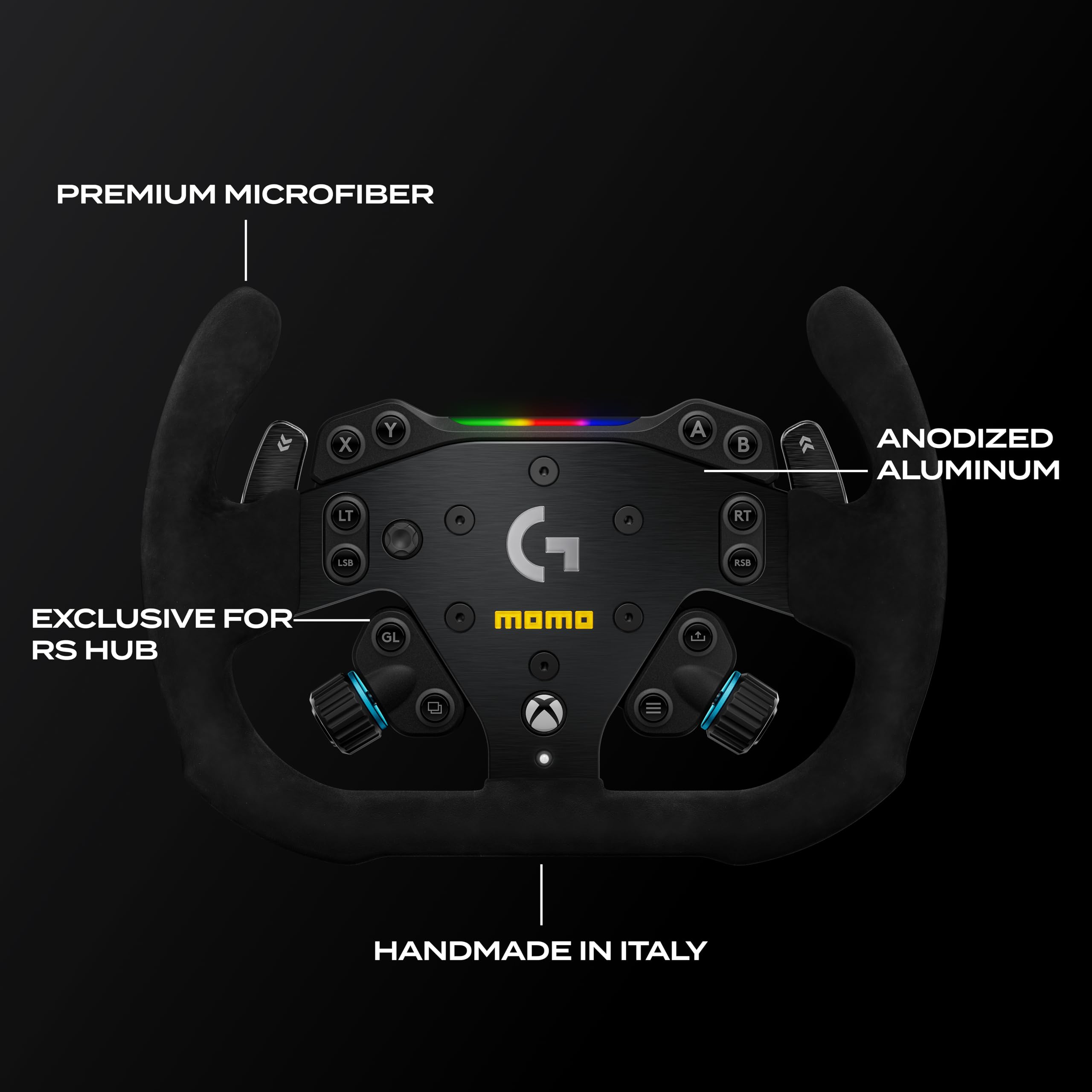 MOMO Motorsport Pro SIM Racing Wheel – Poignée en microfibre de qualité supérieure, compatible avec le hub Logitech G RS, accessoire de simulateur de course pour Xbox Series X/S PS4 PS5 PC, qualité