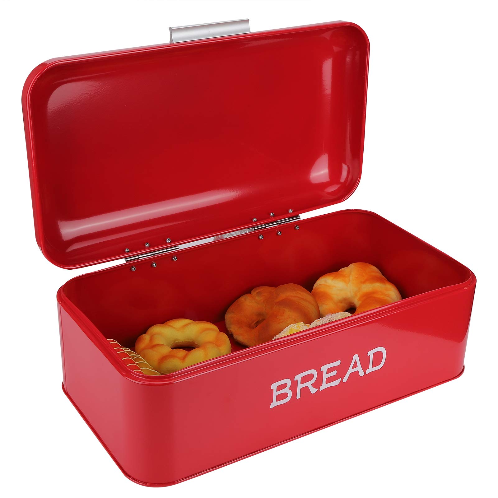 SIXRUN Grande Contenitore per il Pane in Stile Europeo per Riporre la, Organizer per il Pane in Ferro Rosso, Perfetto per i Panifici Domestici, 42x16,5x24 Cm