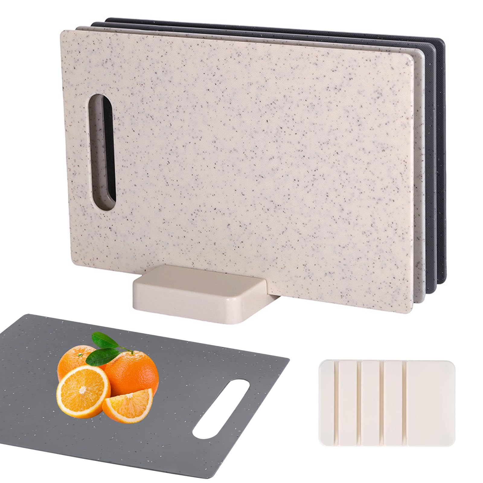 Juego de 4 Tabla de Cortar Profesional Con Soporte, Multicolor Tablas de Desayuno De PláStico Antideslizantes, Juego de Tablas De Cocina, Tablas de Desayuno, 28 X 18 cm