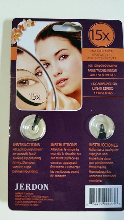 Espejo de Maquillaje Jerdon 3 Pulgadas con Aumento 15x Negro miniatura 3