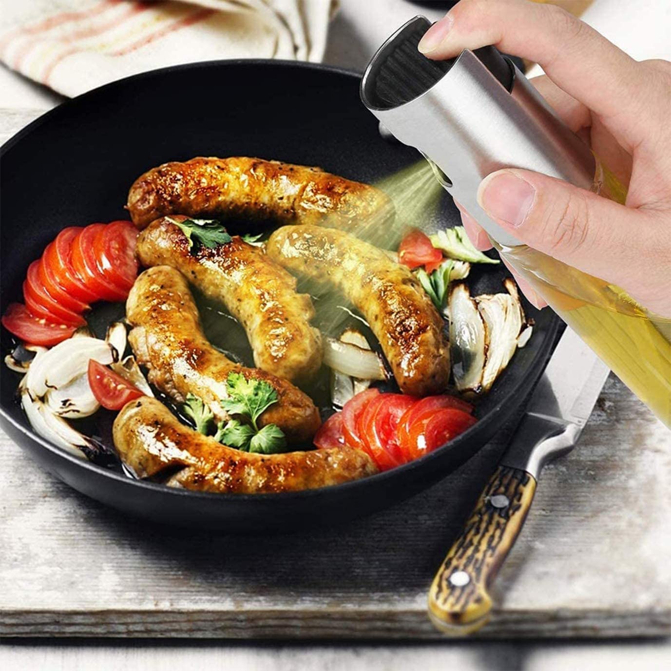 Vaporisateur Huile Cuisine 100ml Verre Et Acier Inoxydable - Pulvérisateur Huile D'Olive