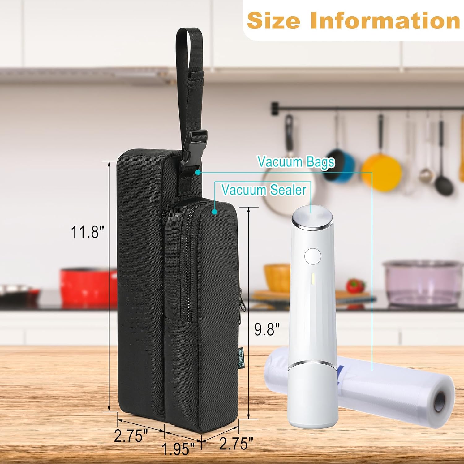 Carrying Bag for Chef Preserve Compact Vacuum Sealer and Reusable Bags
