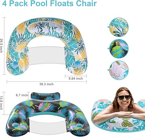 Miniatura 7 de ANNIL3 Pack Adult Inflatable Pool Floats Chair, Water Leisure Inflatable Floating Chair,Drink Holder, Ergonomic Headrest,Pool Floaties for Adults