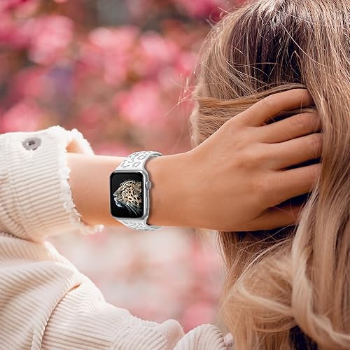 Miniatura 5 de Correas deportivas de silicona con grabado de leopardo para Apple Watch Band de 1.575 in 1.496 in 1.614 in 1.654 in 1.732 in 1.772 in, correa