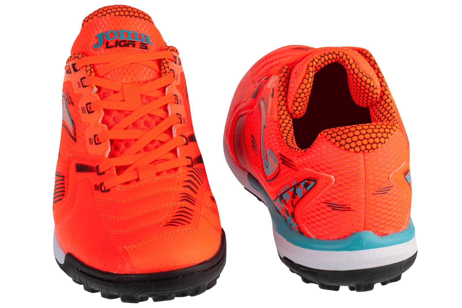 Joma Tacos de fútbol para césped, Parte Superior de Malla Transpirable, ventilación VTS, Puntera de protección, Entresuela de Phylon, Suela Resistente, Naranja., 42 EU