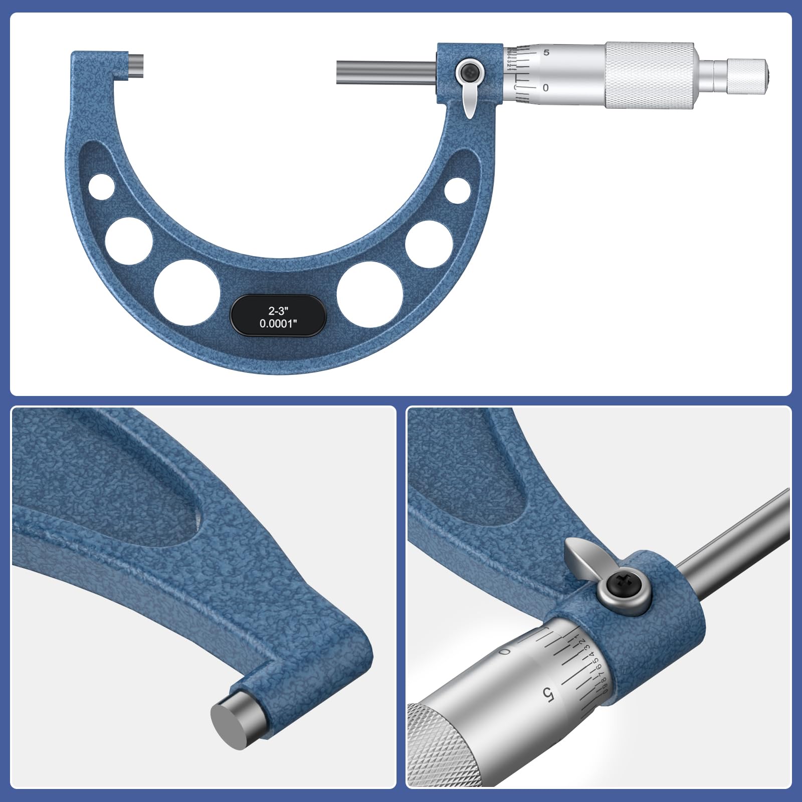 HDLNKAK Set di micrometri esterni da 0 a 7,6 cm, set di 3 utensili