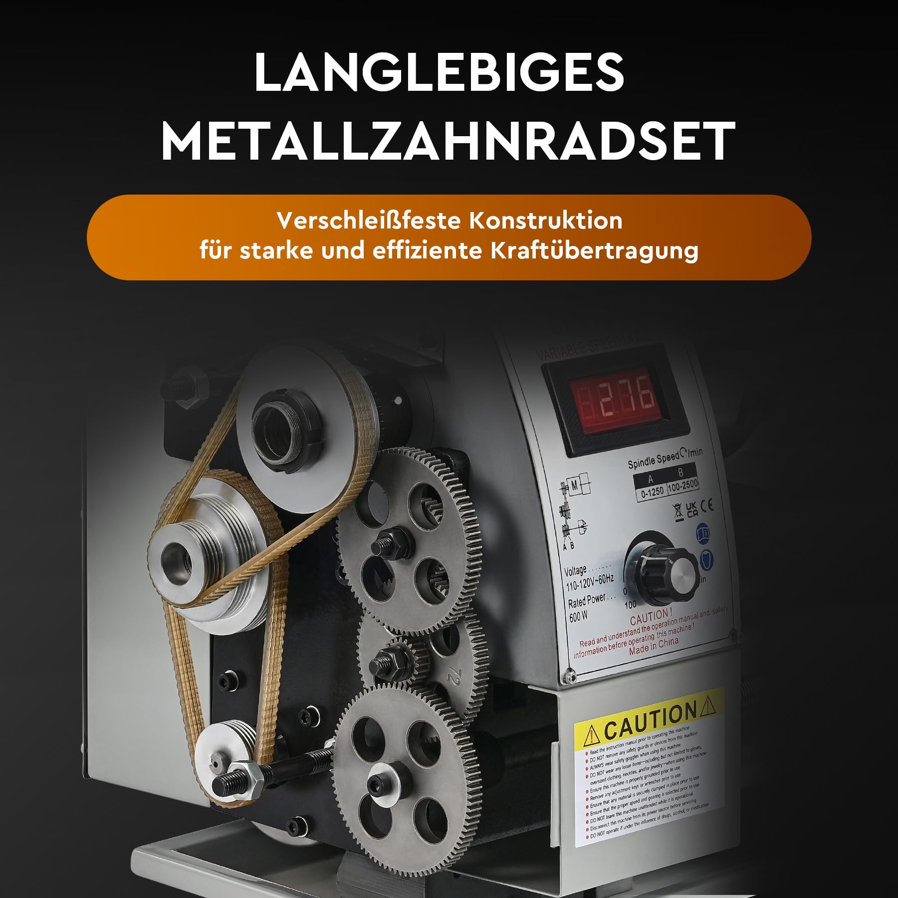 CREWORKS Metalldrehmaschine 600W Drehmaschine 8 x 14 Zoll Tischdrehmaschine 210 x 350MM Drehbank Metall 2250 RPM Mini-Metalldrehmaschine für Metallbearbeitung Metal Lathe (8 x 14 Zoll)