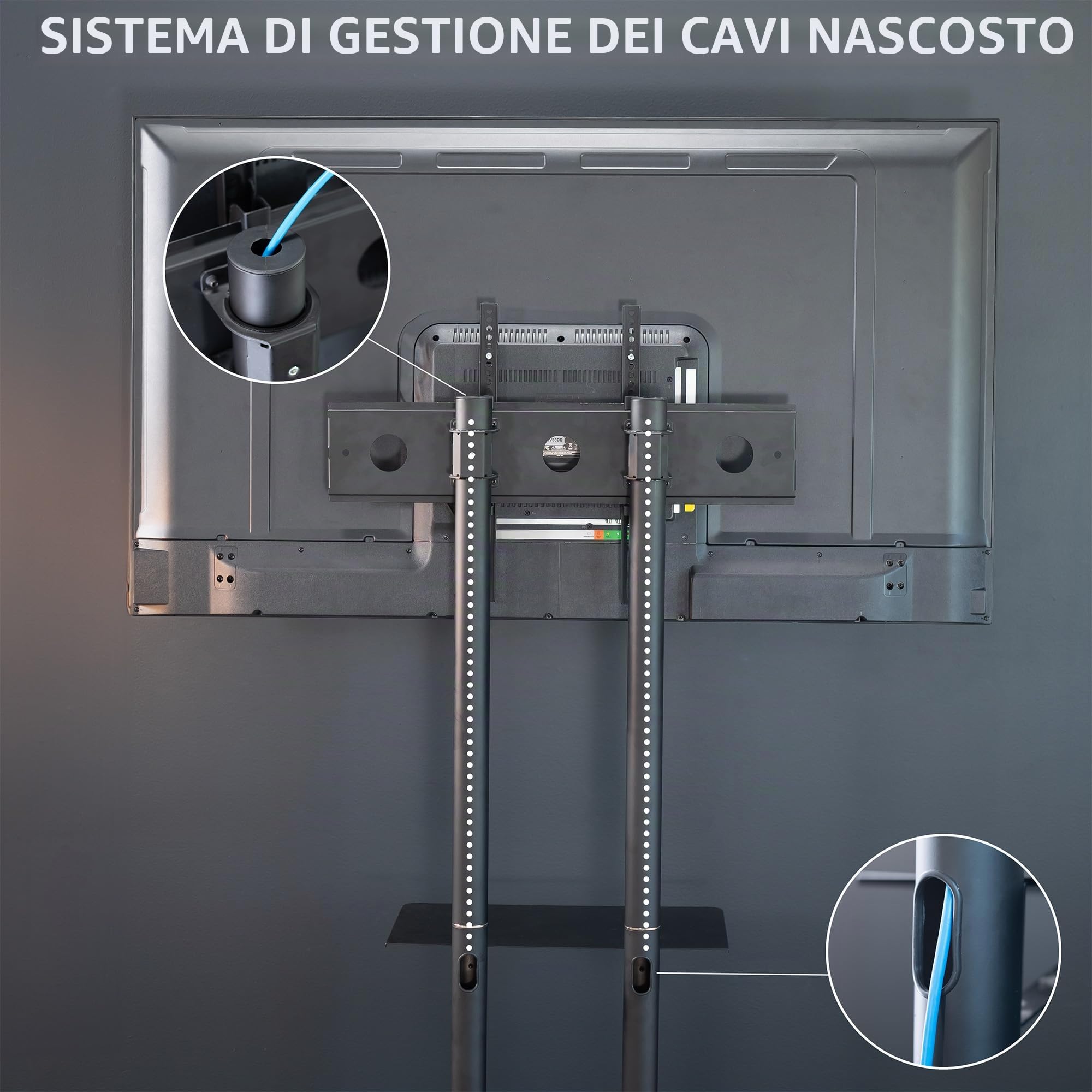 VIVO STAND-TV03E - Carrello mobile per TV da 32 a 83 pollici fino a 50 kg, LCD LED OLED 4K Smart Flat e Curvi, Supporto con ripiano DVD per laptop, ruote di bloccaggio, VESA max 600 x 400, nero