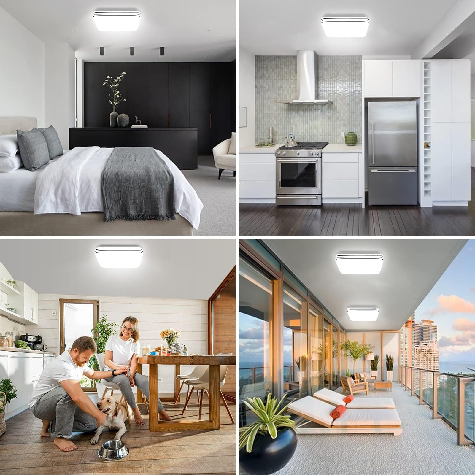 Plafon LED Techo 48W,6500K Blanco Frío Lampara Techo,4800LM Cuadrado Plafones para Techo LED,Moderna Lámpara de Techo para Salon Dormitorio Balcón Pasillo Cocina Oficina,Ø38cm
