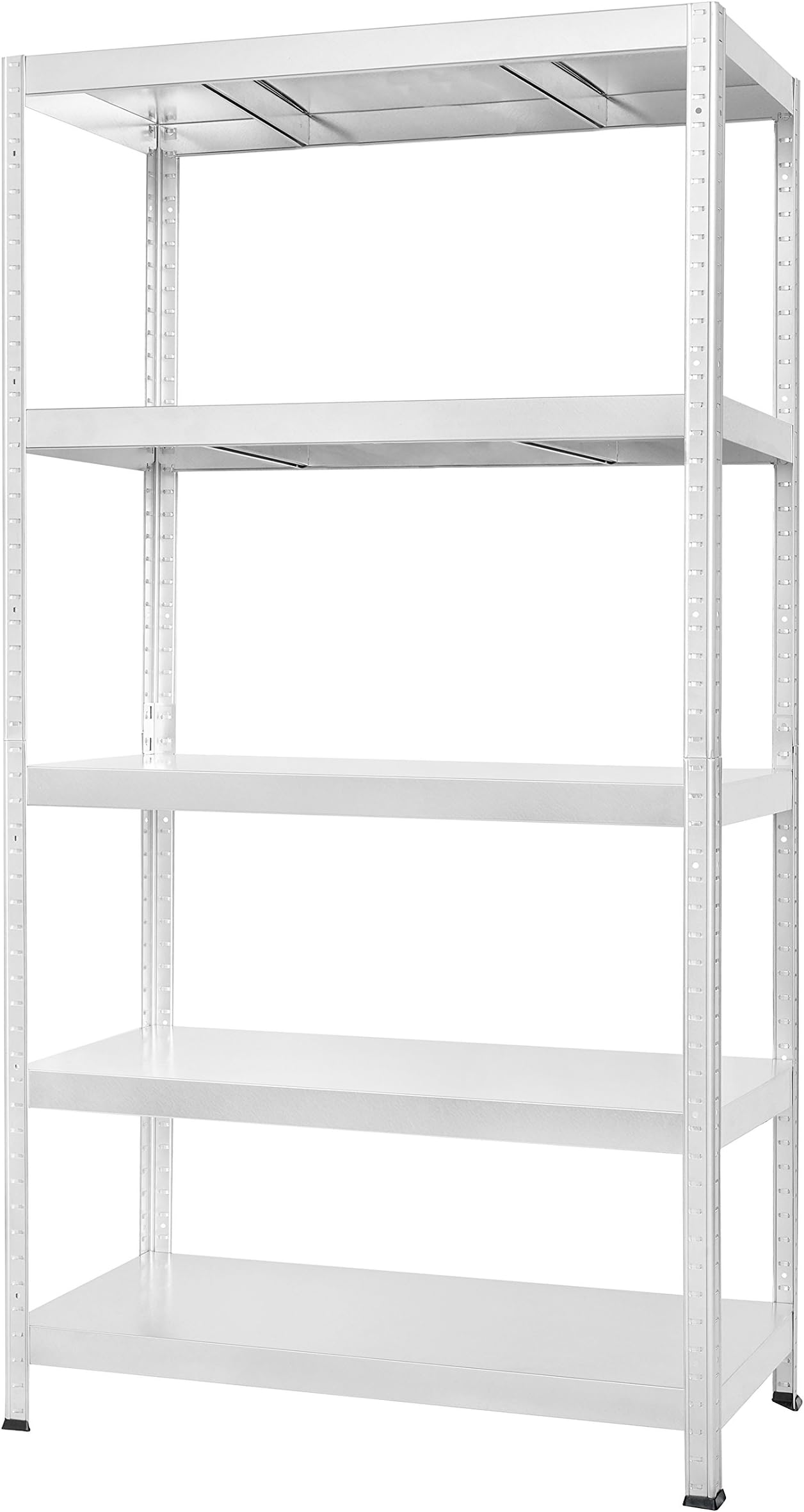 Boltless warehouse storage racking with 5 shelves. Galvanised 180 x 100 x 40 cm, 90 kg per Shelf