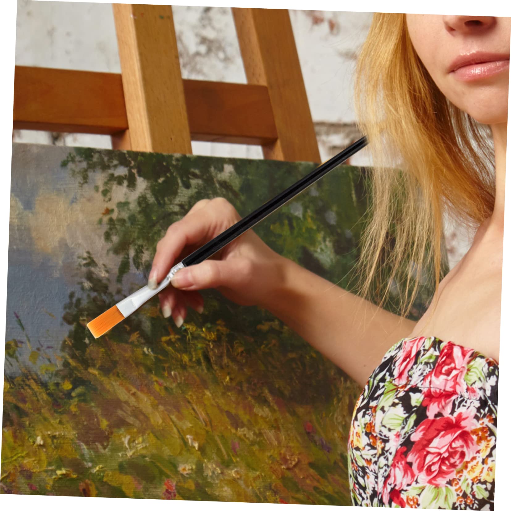 LIFKOME 200 Piezas Pinceles Planos para y Óleo Pelo de Nylon Resistente Mango Ergonómico Negro Kit Profesional Ligero y Portátil para Artística y Dibujo