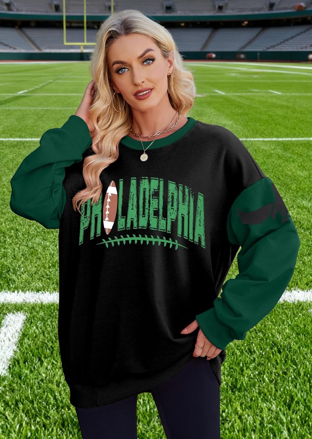 SFHFY Football Sweatshirt Women: Oversized Game Day Lightweight Shirt Football Team Fan Pullover Rugby Top - Image 2