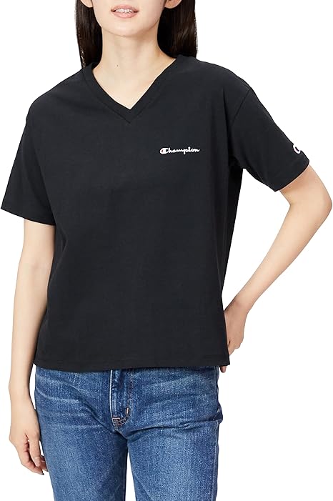 Amazon チャンピオン Tシャツ 半袖 Vネックショートスリーブtシャツ スクリプトロゴ刺繍vネックtシャツ Cw T326 レディース Tシャツ カットソー 通販