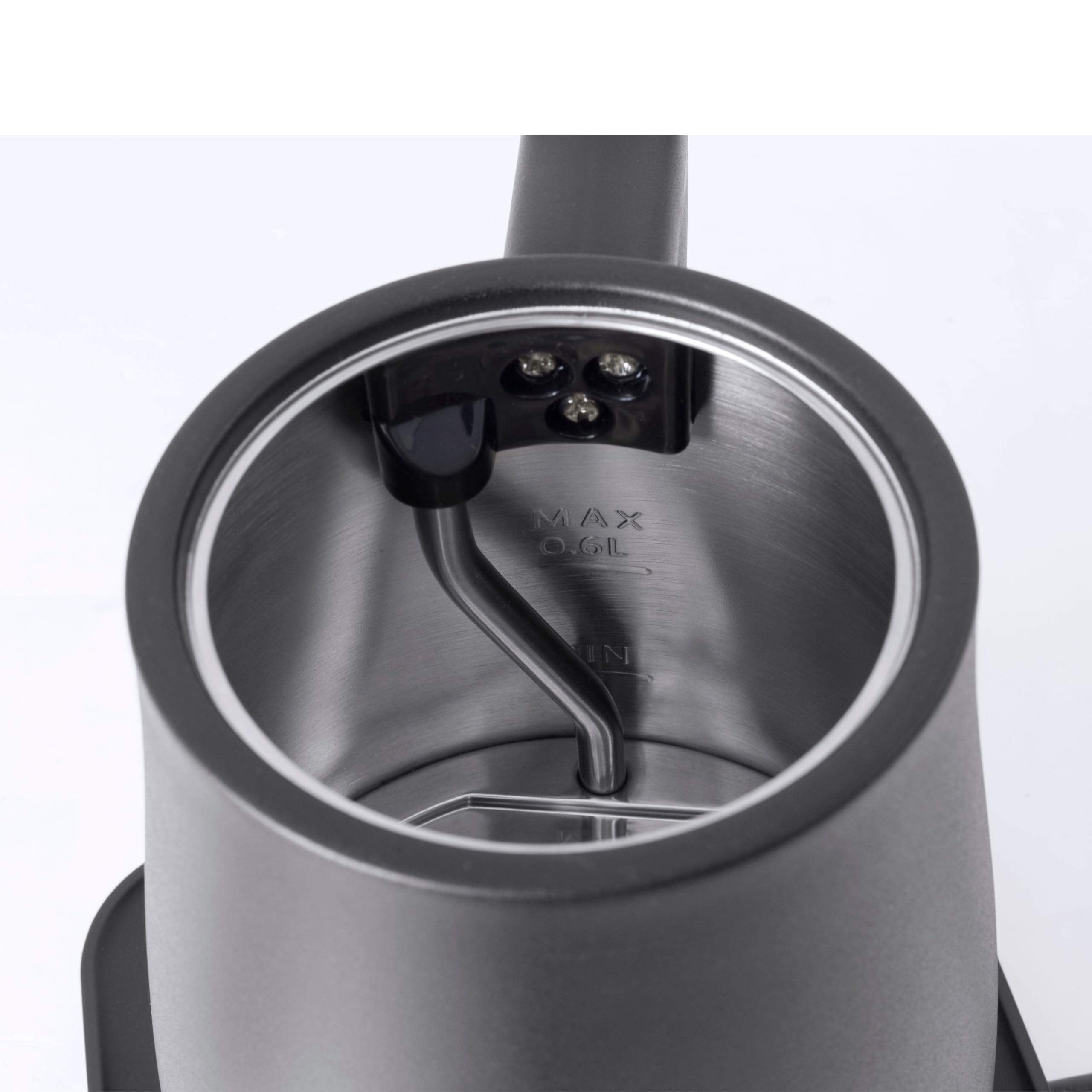 CASO Coffee Classic Kettle - hervidor de agua electrico 0,6L - Pequeña cantidad mínima de 200 ml - enrollado de cable integrado - Base de 360°C - Acero inoxidable - negro mate