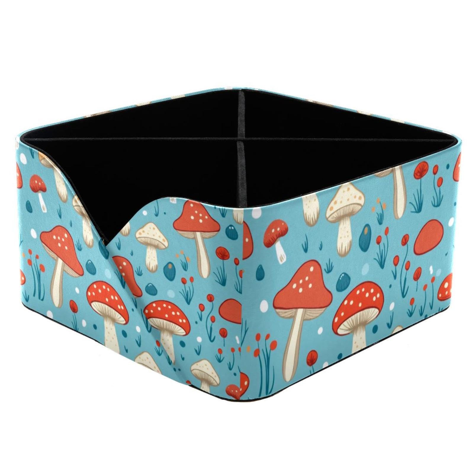 Organiseur de bureau champignon bleu, rangement de papeterie rectangulaire