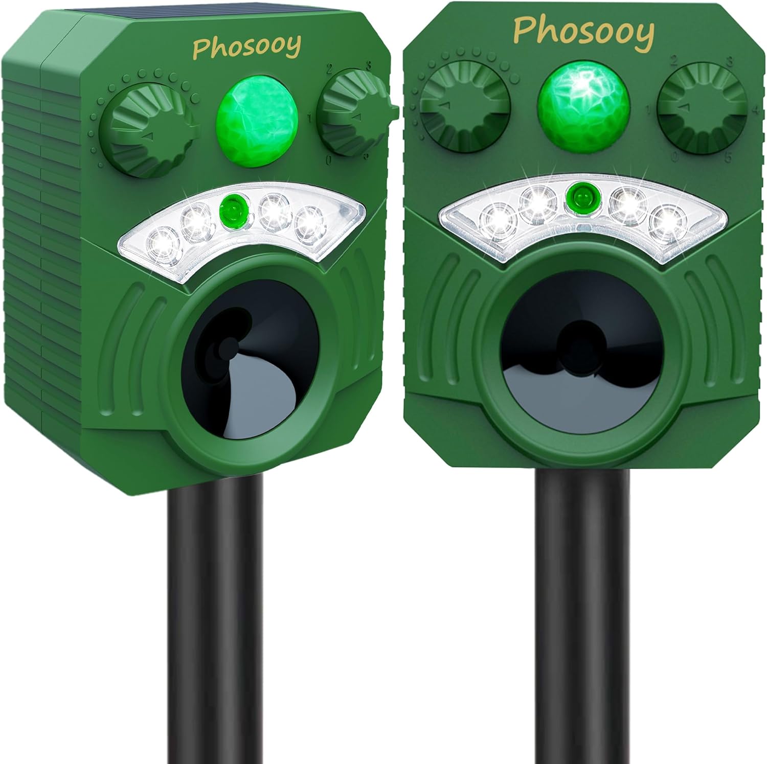 Phosooy 2 Packs Solar Ultrasonic Animal Repeller