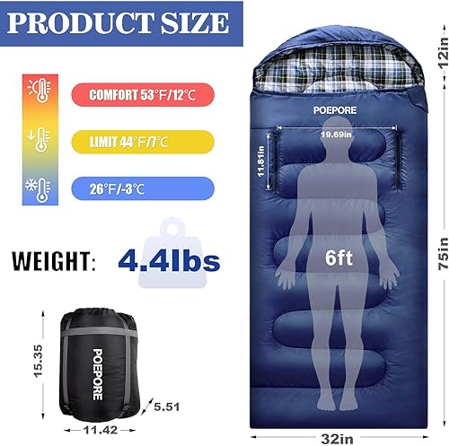 Miniatura 41 de Flannel Sleeping Bag Cotton 0 Degree Cold Weather for Adults XXL Wearable Sleeping Bag 4 Seasons Waterproof with Compression Sack