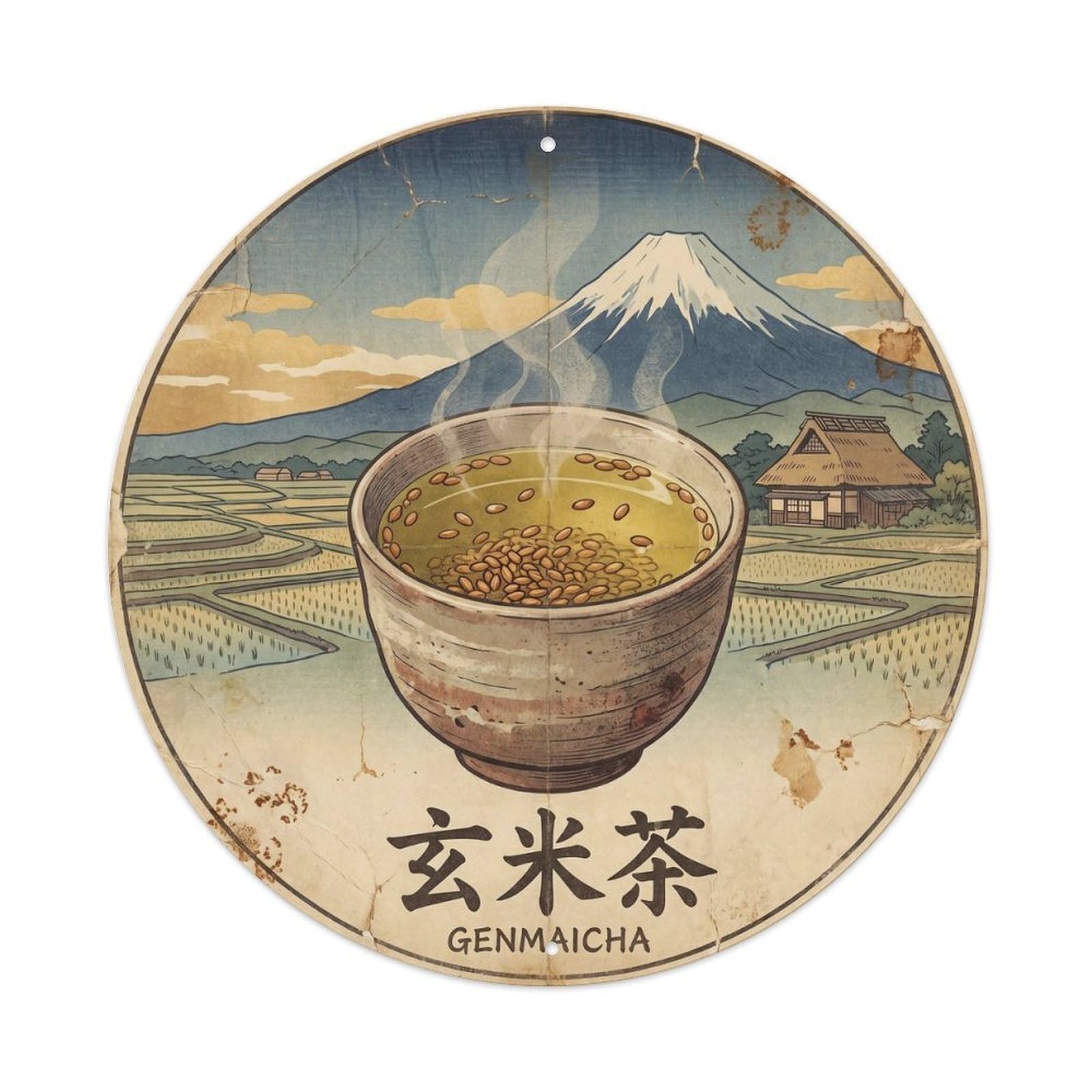 Tea Cup Asian Afternoon Brew Infusion Vintage Woodblock Metal Tin Sign
