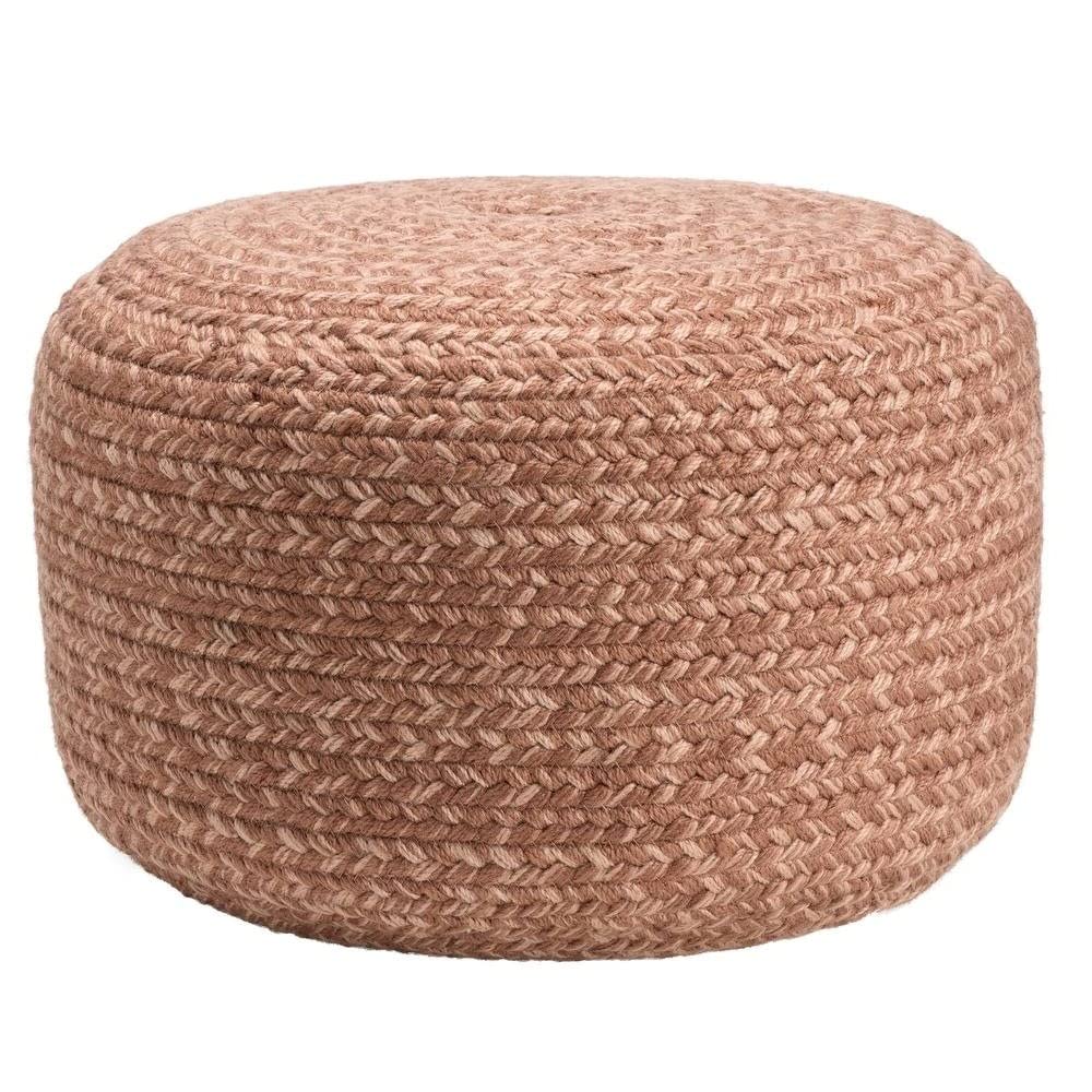 Elegant Heather Pink Shade Ottoman Pouf 18 in. D X 18 in. W X 12 in. H Size Modern Contemporary Style Nautical & Coastal Solid Print Reversible Water Resistant | Perfect for Indoor & Outdoor Durable