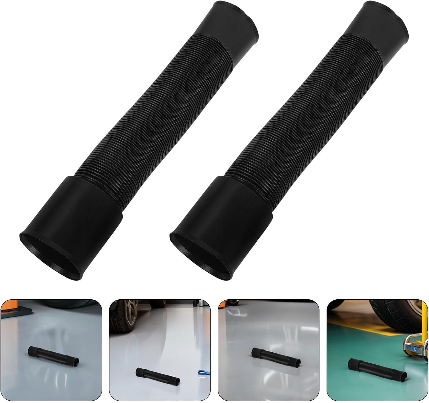 4pcs Black Adjustable Corrugated Plastic Car Air Conditioning Duct | Vehicle Ac Vent Modification, Flexible Outlet Hose with Wide Compatibility, Rapid Heat Transfer and High Temperature