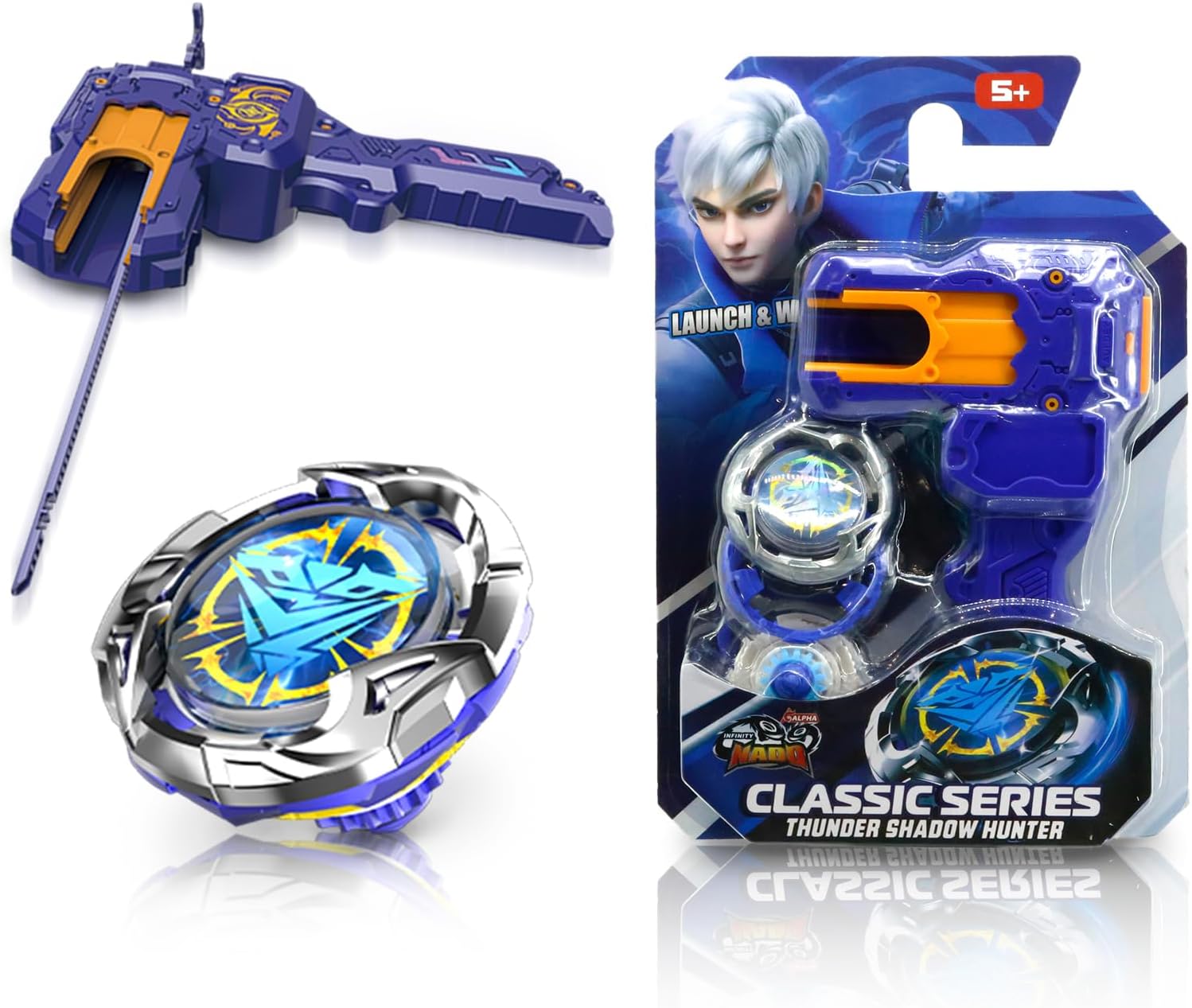 Infinity Nado S7 Rack Launcher Endurance Top Set – Metal, Blue, Ages 5+