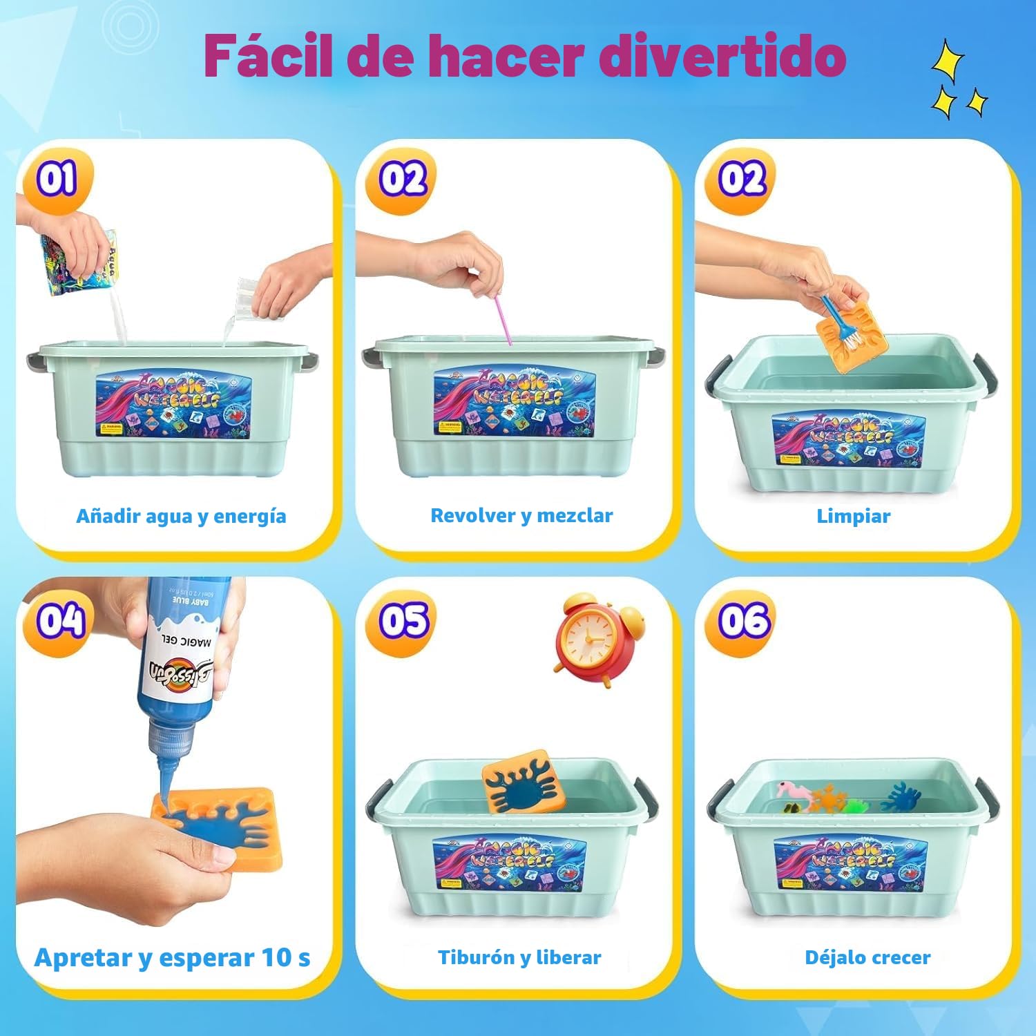 Blissofun Aqua Gelz Set, Juguete de Gel de Agua Mágico 3D DIY, Juego Magic Gel Kit con 24 Colores y 16 Formas, Regalo de Juguete Creativo para niños de 3 años en Adelante, Juguetes niña 4 años