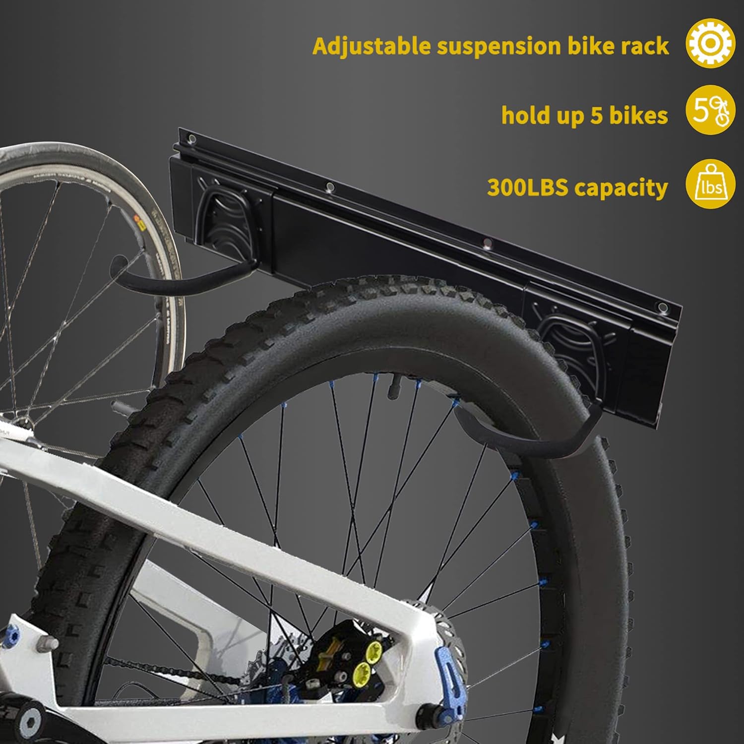 Bike Rack Garage，Hanging up 5 Bicycles and 3 Helmets, Heavy Duty Adjustable Bike Storage Hanger Holds Up to 520lbs, Fits All Bikes Include Wide Tire Mountain Bike Road Bike etc. : Sports & Outdoors