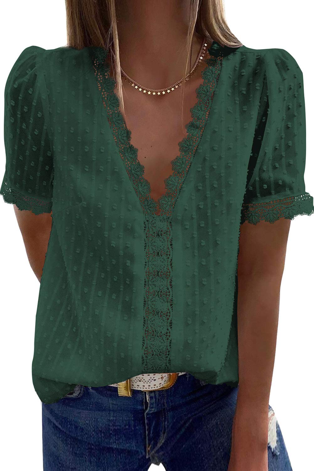 Womens V Neck Crochet Lace Tops for Women Boho Sleeveless Tank Tops
