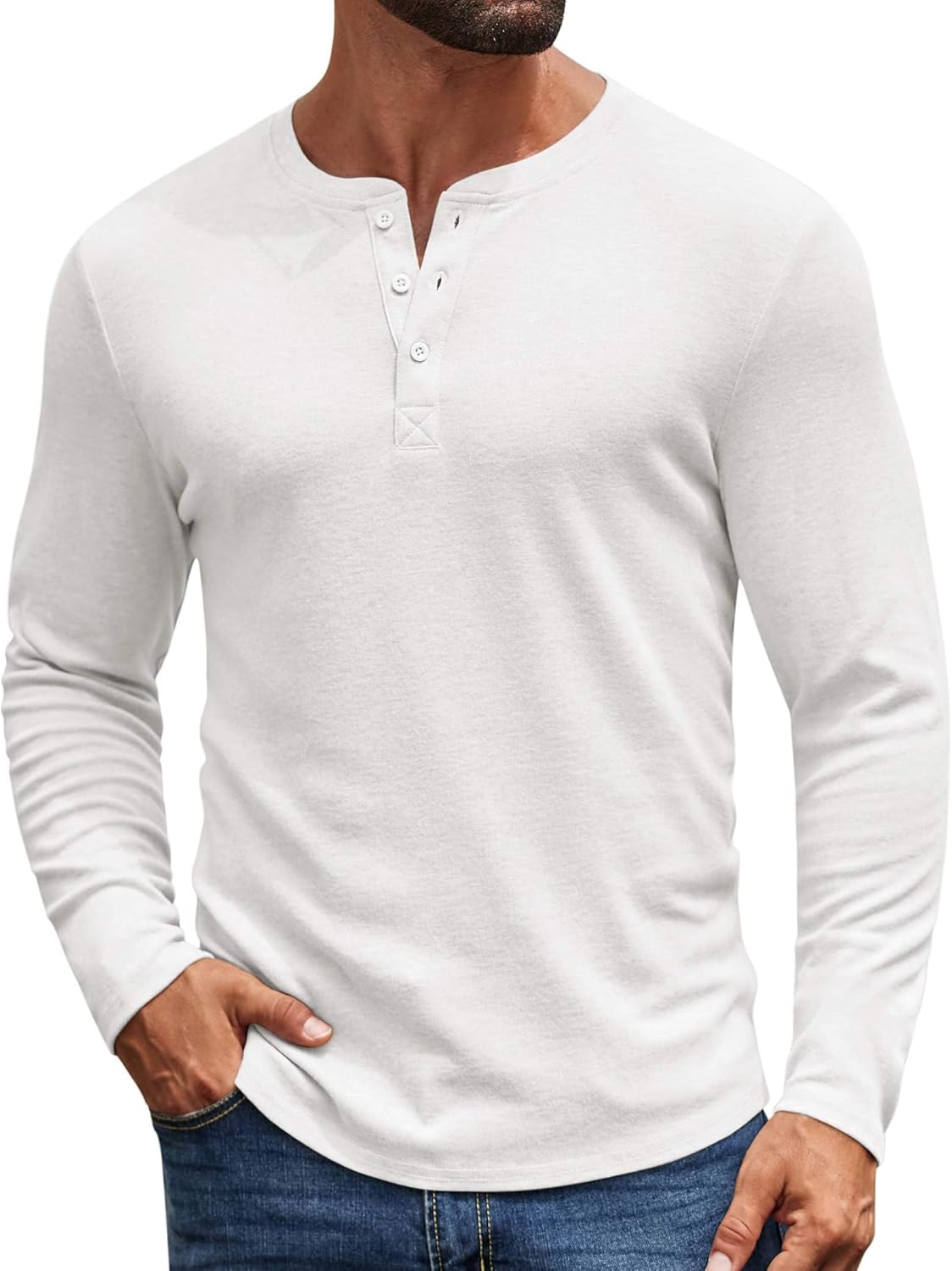 COOFANDY Mens Henley Shirts Long Sleeve Casual Pullover Shirt Fashion Button T-Shirt