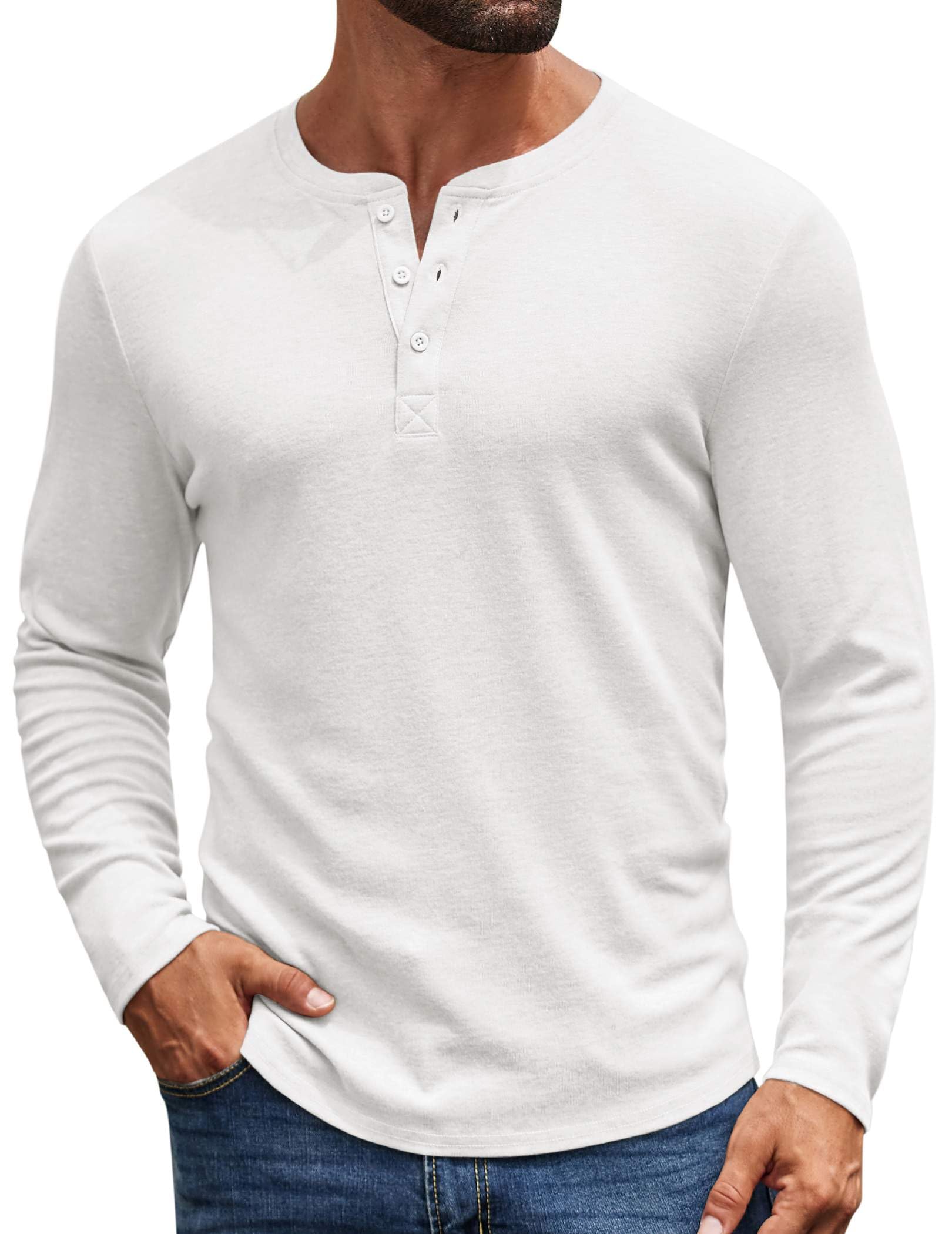 COOFANDY Mens Henley Shirts Long Sleeve
