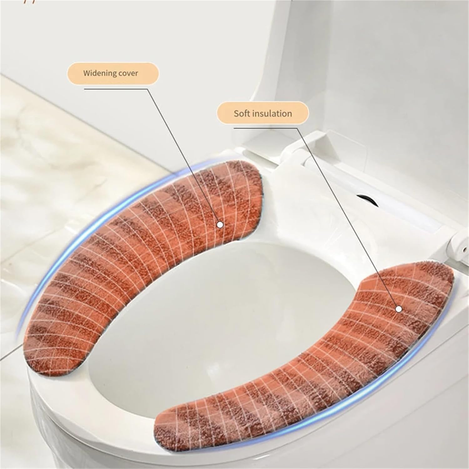Flexible 3sets Toilet Seat Cushion Cover Washable Thickened Mat Winter Soft Warmer Bathroom Accessories Reusable(D)