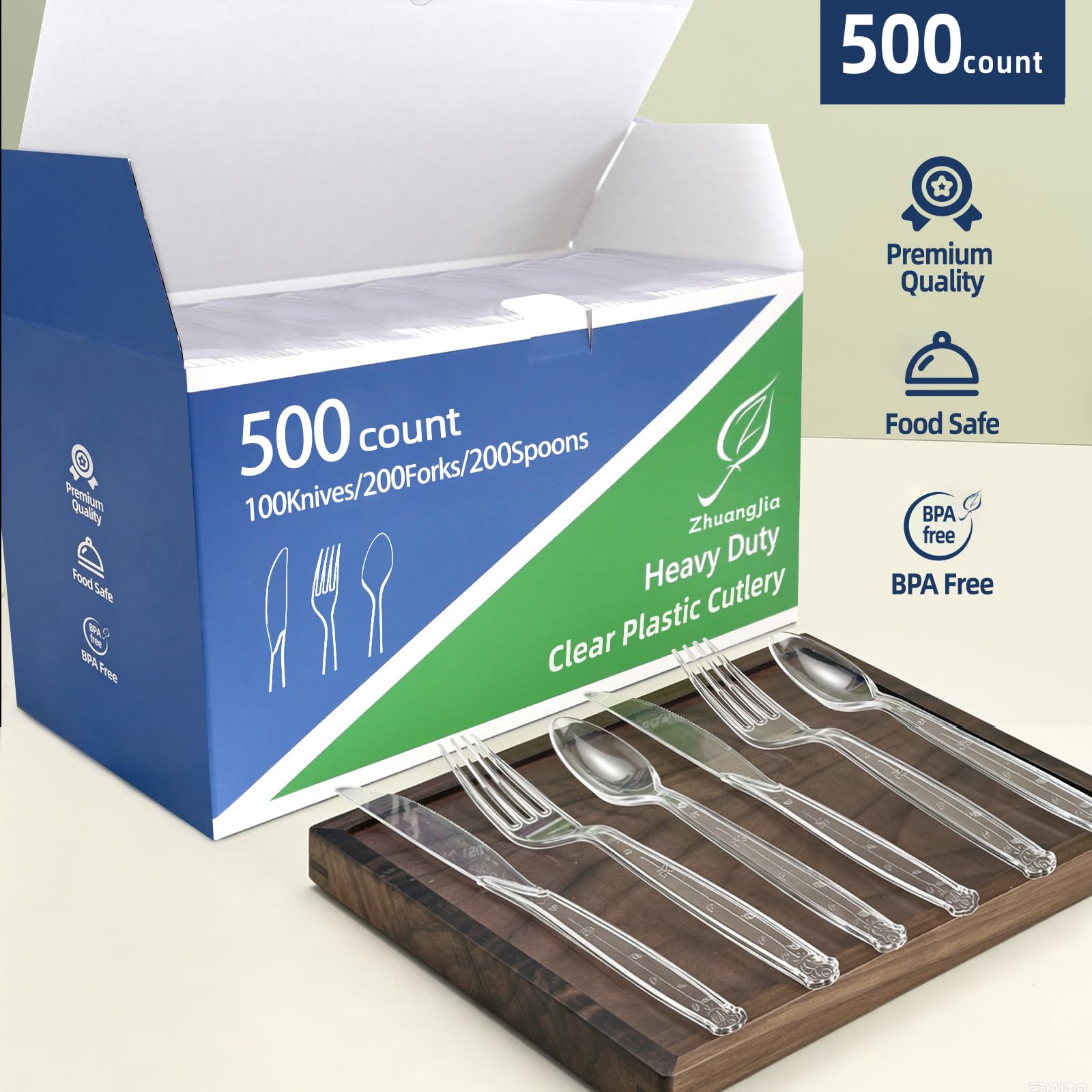 500 Count Heavy Duty Disposable Clear Plastic Forks, bulk Plastic Cutlery — Amazon image 5