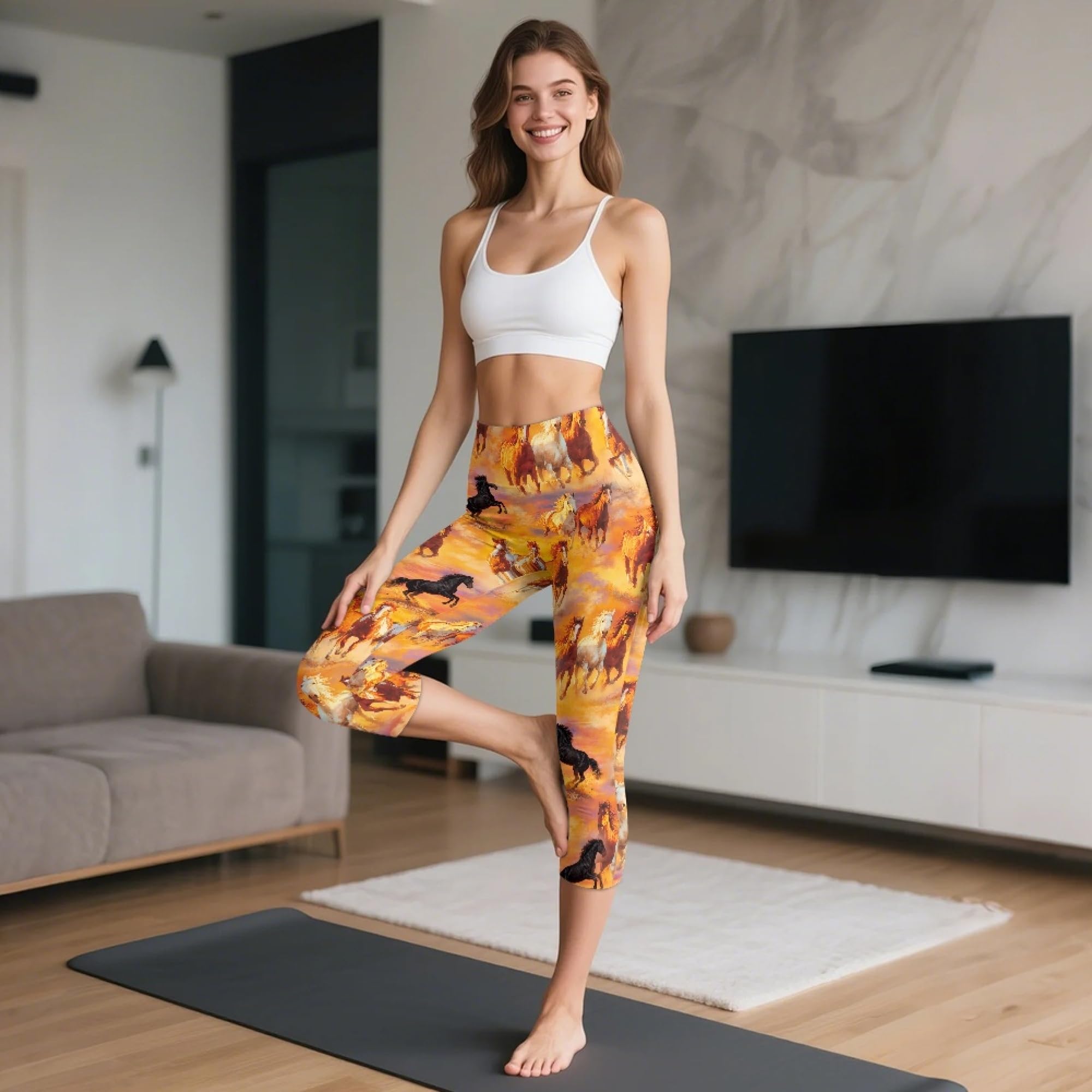 Amzbeauty Capri-Leggings für Damen, 3/4-Länge, hohe Taille, Sporthose mit Taschen, Yoga, Fitness, Laufen, Workout, Fitnessstudio