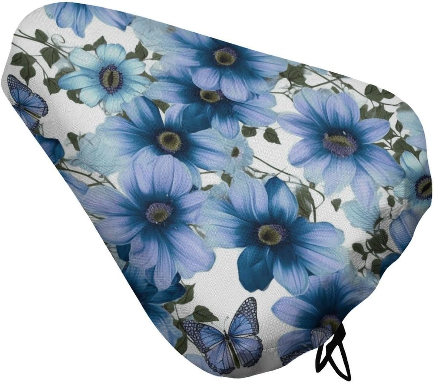 Blooming Blue Daisy Bike Seat Cover Water-Repellent Exercise Bike Seat Cushion Bicycle Saddle Cover with Drawstring Rain Snow Dust Covers for City Mountain Road Biking