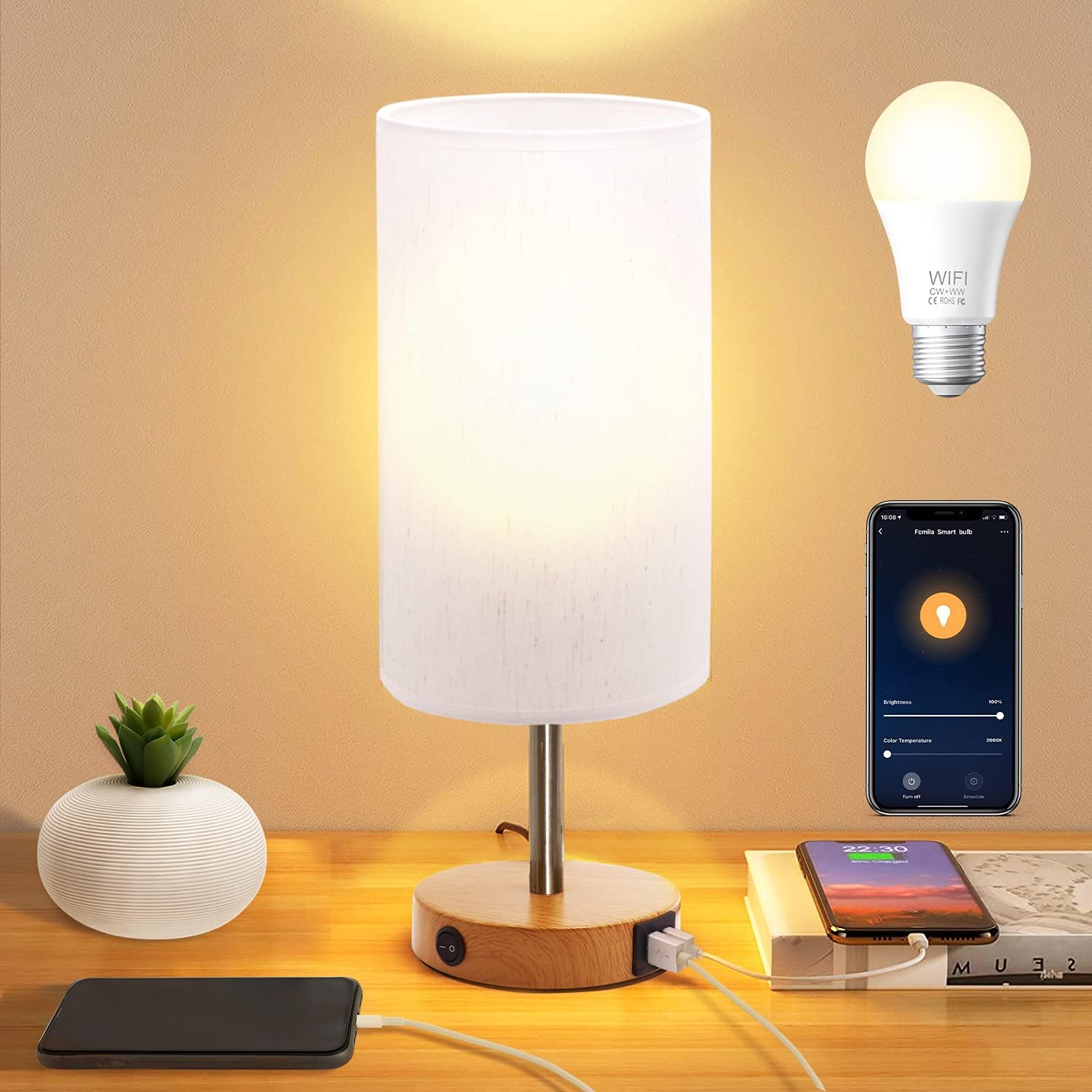 Smart Table Lamp with USB Ports, Alexa Compatible, Zambia Ubuy