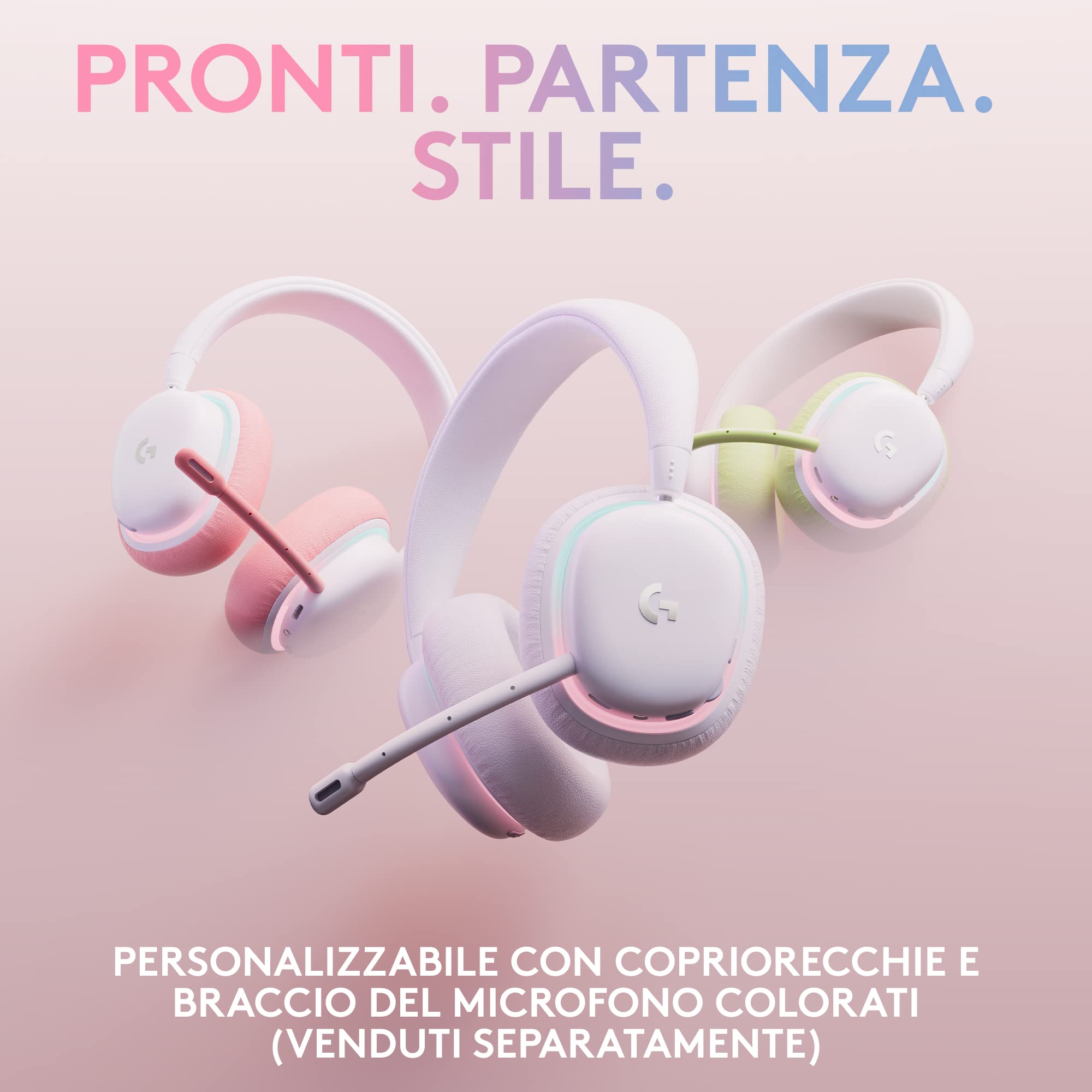 Logitech G G735 Cuffie Gaming Wireless, Illuminazione RGB LIGHTSYNC Personalizzabile, LIGHTSPEED, Bluetooth, Microfono Staccabile, Compatibile con PC e Mac - Bianco