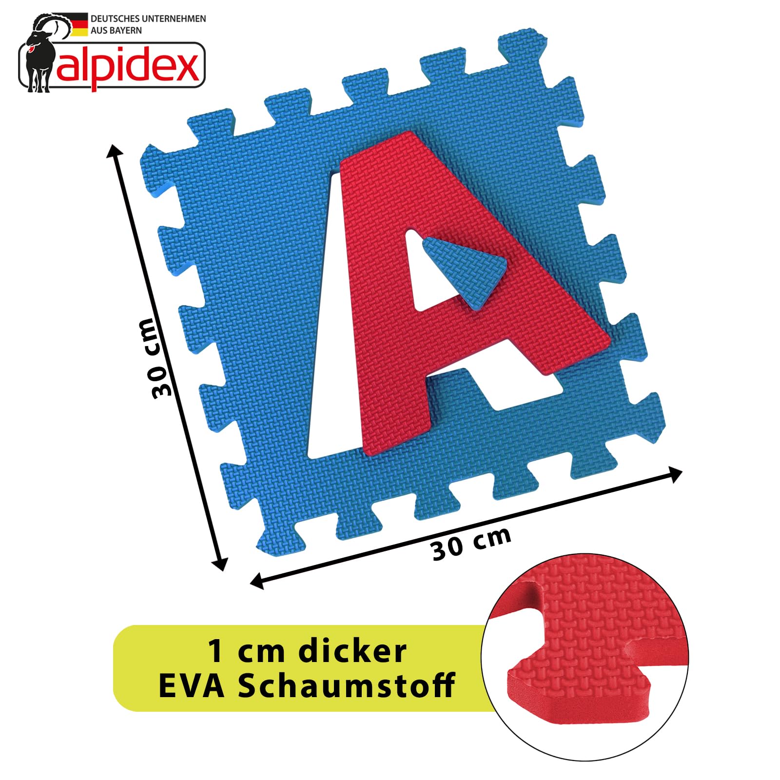 ALPIDEX Kinder Puzzlematten 86-teilig | Buchstaben & Zahlen | 36 Matten - 30 x 30 x 1cm | Spielteppich Baby Krabbelmatte Kinderteppich Puzzle Lernteppich XXL Bunt, Farbe:Bunt