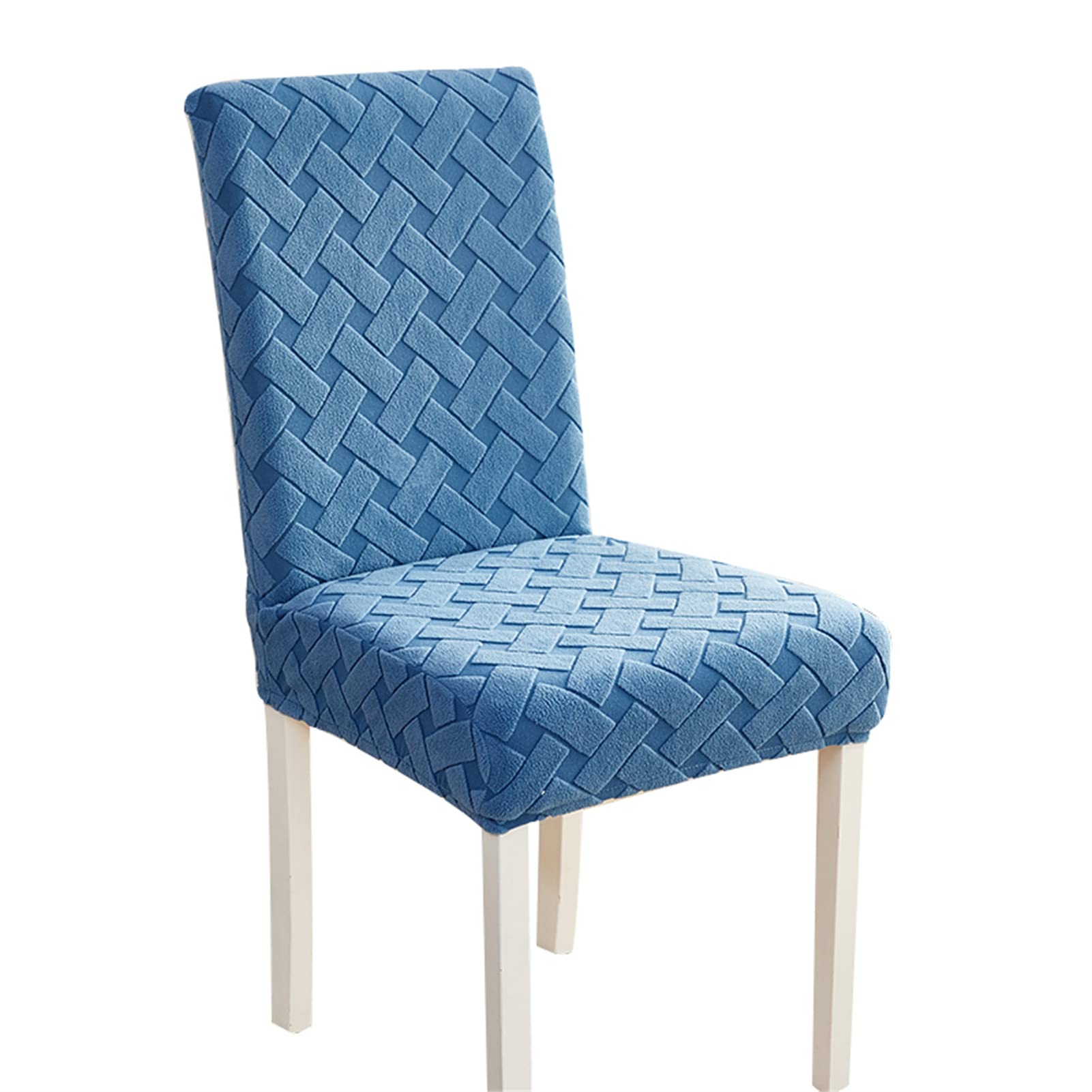 Housse de chaise extensible bleu pour protéger un dossier haut des taches