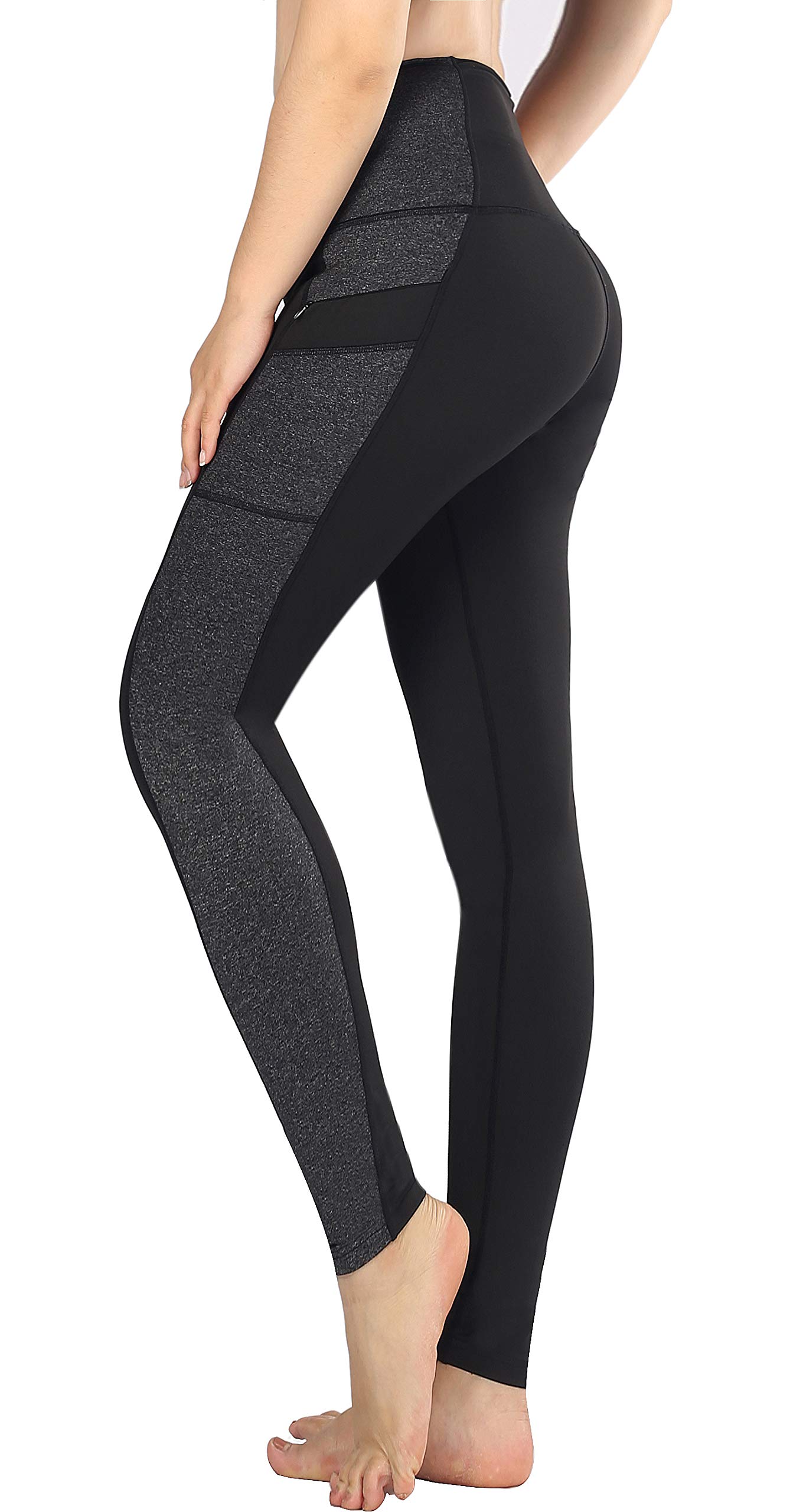 SugarPocket Womens Athletic Pants Yoga Leggings Fitness Workout Pants Gym Leggings L Charcoal/Black