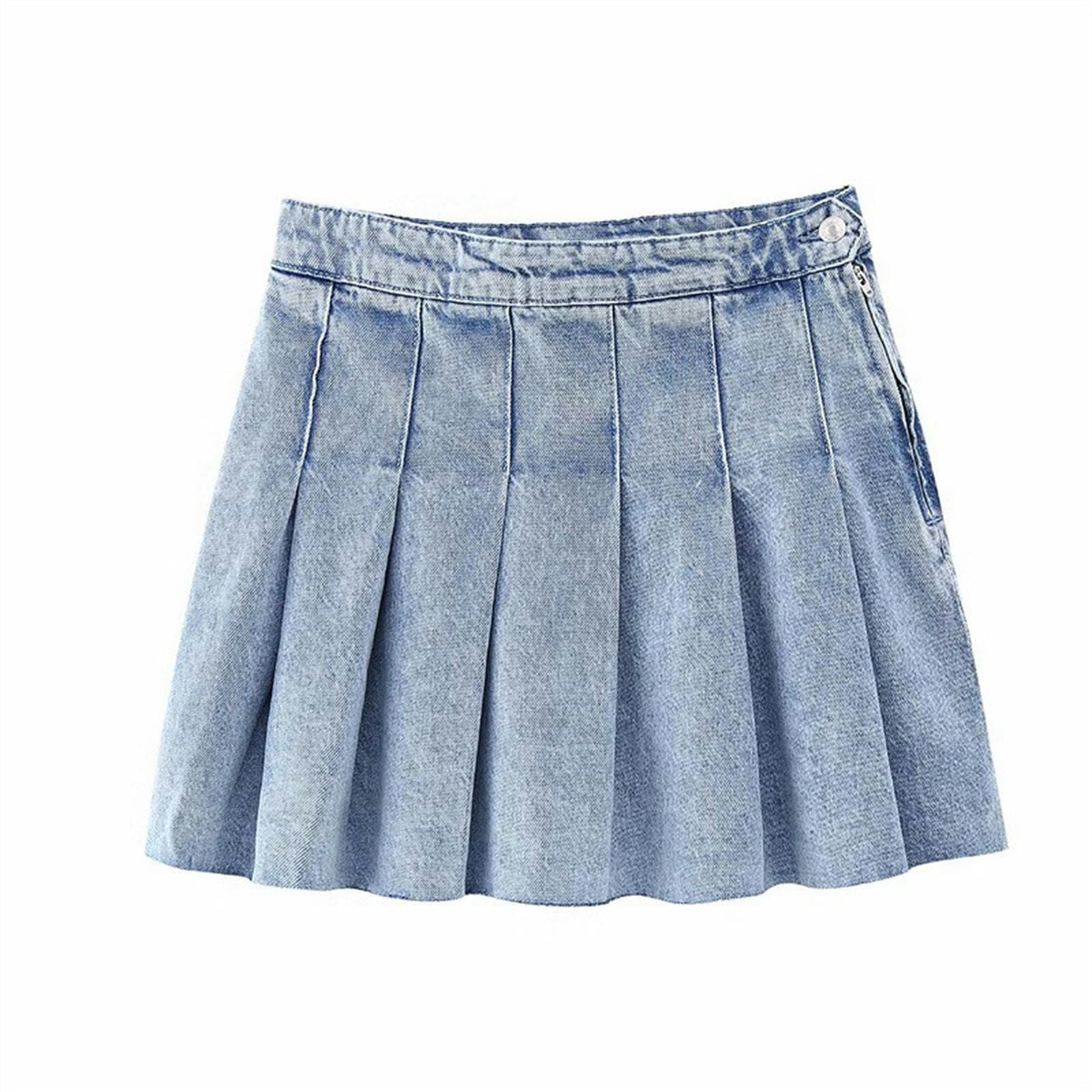 Jupe trapèze en jean plissé idéale pour flâner en ville tenue décontractée de printemps taille S