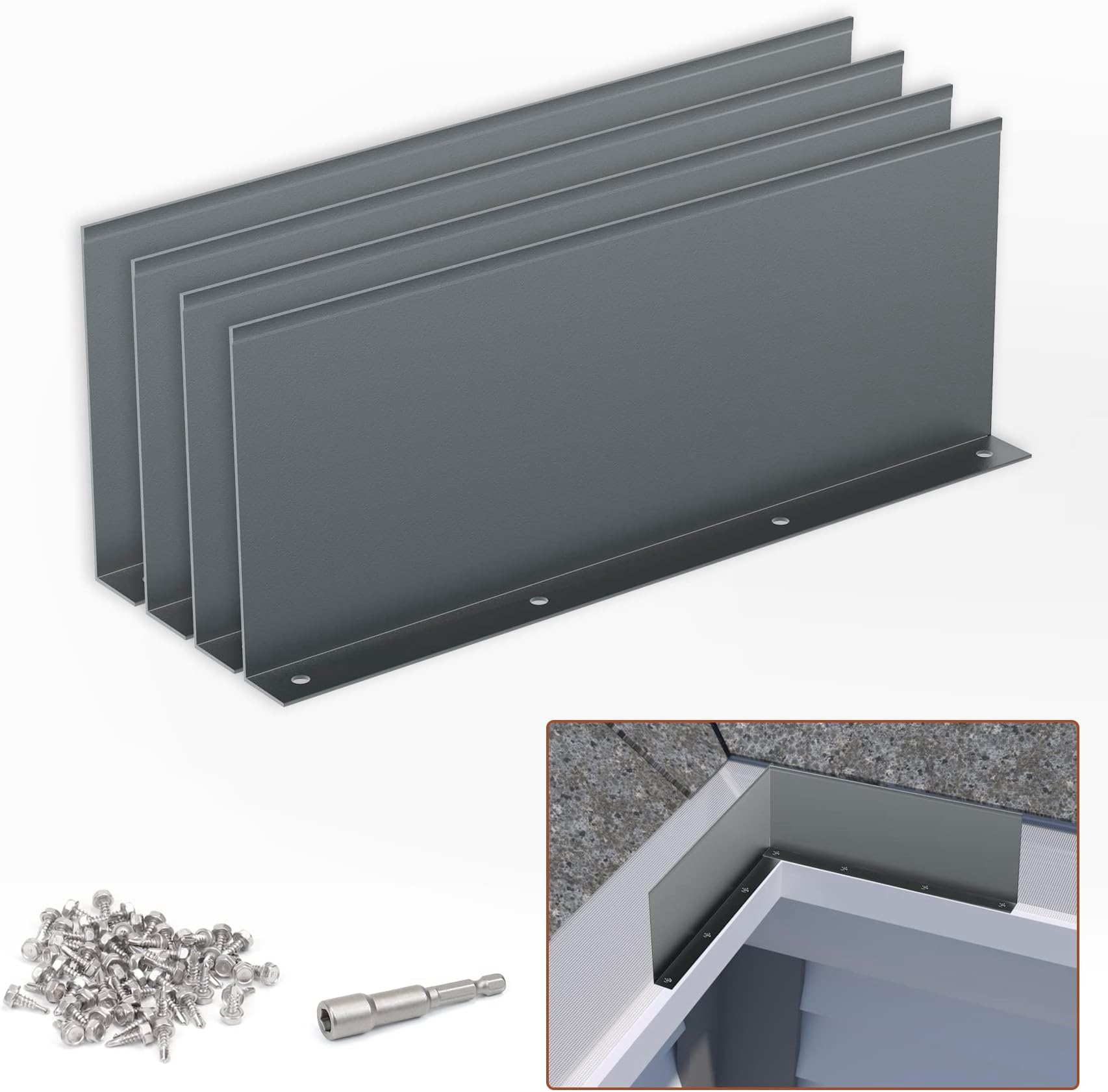 Gutter Valley Splash Guard,Aluminum Roof Valley Splash Shield Gutter Guard.for Straight,Flat Roofs,Corner,10 inch Each,Grey (12)