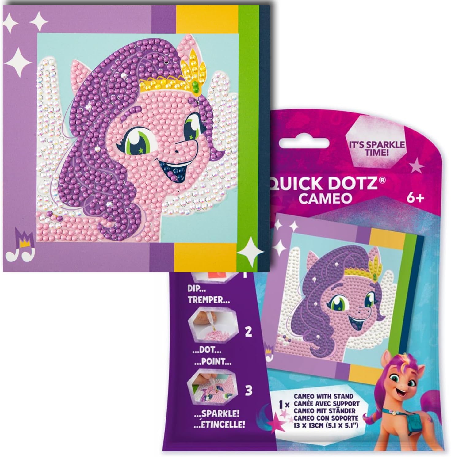 DIAMOND DOTZ But First Sparkle! My Little Pony Diamond Painting Kits for Kids - Diamond Art Kits a Relaxing Creative Craft Kit with Dotz Gems 5.1"x5.1"