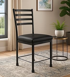Zidle Modern Metal Dining Chair with Cushioned Seat Black Finish Armless Chair for Dining Room Kitchen Living Room Study O Price In India